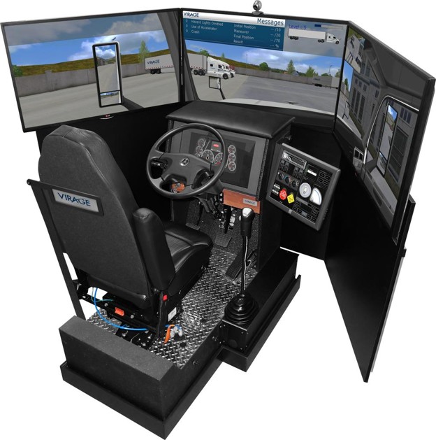 Heavy vehicle simulator rig with physical cockpit